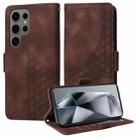 For Samsung Galaxy S24 Ultra 5G Embossed Rhombus Starry Leather Phone Case(Brown) - 1