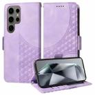 For Samsung Galaxy S24 Ultra 5G Embossed Rhombus Starry Leather Phone Case(Purple) - 1