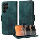 For Samsung Galaxy S23 Ultra 5G Embossed Rhombus Starry Leather Phone Case(Green) - 1