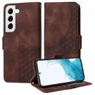 For Samsung Galaxy S22 5G Embossed Rhombus Starry Leather Phone Case(Brown) - 1