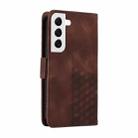 For Samsung Galaxy S22 5G Embossed Rhombus Starry Leather Phone Case(Brown) - 3