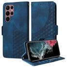 For Samsung Galaxy S22 Ultra 5G Embossed Rhombus Starry Leather Phone Case(Blue) - 1