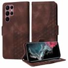 For Samsung Galaxy S22 Ultra 5G Embossed Rhombus Starry Leather Phone Case(Brown) - 1