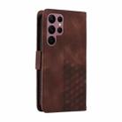 For Samsung Galaxy S22 Ultra 5G Embossed Rhombus Starry Leather Phone Case(Brown) - 3