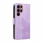 For Samsung Galaxy S22 Ultra 5G Embossed Rhombus Starry Leather Phone Case(Purple) - 3