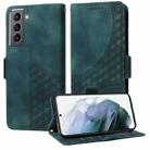 For Samsung Galaxy S21 5G Embossed Rhombus Starry Leather Phone Case(Green) - 1