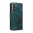 For Samsung Galaxy S21 5G Embossed Rhombus Starry Leather Phone Case(Green) - 3
