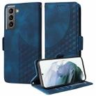 For Samsung Galaxy S21 5G Embossed Rhombus Starry Leather Phone Case(Blue) - 1