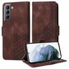 For Samsung Galaxy S21 5G Embossed Rhombus Starry Leather Phone Case(Brown) - 1