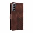 For Samsung Galaxy S21 5G Embossed Rhombus Starry Leather Phone Case(Brown) - 3