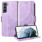 For Samsung Galaxy S21 5G Embossed Rhombus Starry Leather Phone Case(Purple) - 1