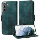 For Samsung Galaxy S21+ 5G Embossed Rhombus Starry Leather Phone Case(Green) - 1