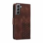For Samsung Galaxy S21+ 5G Embossed Rhombus Starry Leather Phone Case(Brown) - 3