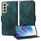 For Samsung Galaxy S21 FE 5G Embossed Rhombus Starry Leather Phone Case(Green) - 1