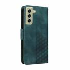 For Samsung Galaxy S21 FE 5G Embossed Rhombus Starry Leather Phone Case(Green) - 3