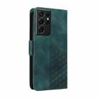 For Samsung Galaxy S21 Ultra 5G Embossed Rhombus Starry Leather Phone Case(Green) - 3