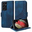 For Samsung Galaxy S21 Ultra 5G Embossed Rhombus Starry Leather Phone Case(Blue) - 1