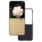 For Honor Magic V Flip Black Frame Woven Texture PU Phone Case(Gold) - 1