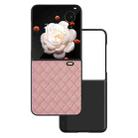 For Honor Magic V Flip Black Frame Woven Texture PU Phone Case(Pink) - 1