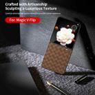 For Honor Magic V Flip Black Frame Woven Texture PU Phone Case(Brown) - 2