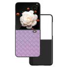 For Honor Magic V Flip Black Frame Woven Texture PU Phone Case(Purple) - 1