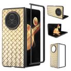 For Honor Magic V3 Black Frame Woven Texture PU Phone Case(Gold) - 1