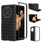 For Honor Magic V3 Black Frame Woven Texture PU Phone Case(Black) - 1