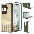 For Honor Magic Vs3 Black Frame Woven Texture PU Phone Case(Gold) - 1