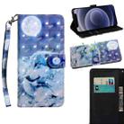 For iPhone 12 mini 3D Painting Pattern Coloured Drawing Horizontal Flip PU Leather Case with Holder & Card Slots & Wallet & Lanyard(Wolf) - 1