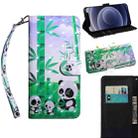 For iPhone 12 mini 3D Painting Pattern Coloured Drawing Horizontal Flip PU Leather Case with Holder & Card Slots & Wallet & Lanyard(Panda) - 1