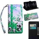 For iPhone 12 / 12 Pro 3D Painting Pattern Coloured Drawing Horizontal Flip PU Leather Case with Holder & Card Slots & Wallet & Lanyard(Panda) - 1