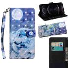 For iPhone 12 / 12 Pro 3D Painting Pattern Coloured Drawing Horizontal Flip PU Leather Case with Holder & Card Slots & Wallet & Lanyard(Wolf) - 1