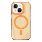 For iPhone 15 MagSafe Colorful Wavy Circle PC Hybrid TPU Phone Case(Orange) - 1