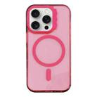 For iPhone 15 Pro MagSafe Colorful Wavy Circle PC Hybrid TPU Phone Case(Rose Red) - 1