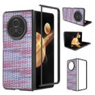 For Honor Magic V3 Black Frame Color Lattice Texture PU Phone Case(Purple) - 1