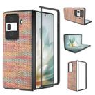 For Honor Magic Vs3 Black Frame Color Lattice Texture PU Phone Case(Tangerine) - 1