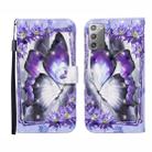 For Samsung Galaxy Note20 3D Painted Pattern Horizontal Flip Leather Case with Holder & Wallet & Card slot & Lanyard(Purple Flower Butterfly) - 1