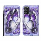 For Samsung Galaxy Note20 Ultra 3D Painted Pattern Horizontal Flip Leather Case with Holder & Wallet & Card slot & Lanyard(Purple Flower Butterfly) - 1
