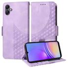For Samsung Galaxy A05 Embossed Rhombus Starry Leather Phone Case(Purple) - 1