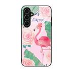 For Samsung Galaxy S24 FE 5G Colorful Painted Glass Phone Case(Flamingo) - 1