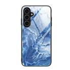 For Samsung Galaxy S24 FE 5G Marble Pattern Glass Protective Phone Case(Blue Ocean) - 1