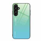 For Samsung Galaxy S24 FE 5G Gradient Color Glass Phone Case(Green Cyan) - 1