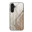 For Samsung Galaxy S24 FE 5G Wood Grain Glass Phone Case(Grey) - 1