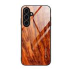 For Samsung Galaxy S24 FE 5G Wood Grain Glass Phone Case(Light Brown) - 1