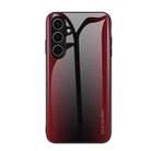 For Samsung Galaxy S24 FE 5G Texture Gradient Glass TPU Phone Case(Red) - 1