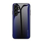 For Samsung Galaxy S24 FE 5G Texture Gradient Glass TPU Phone Case(Dark Blue) - 1