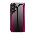 For Samsung Galaxy S24 FE 5G Texture Gradient Glass TPU Phone Case(Rose Red) - 1