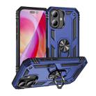 For iPhone 16 Shockproof TPU Hybrid PC Phone Case with Holder(Blue) - 1