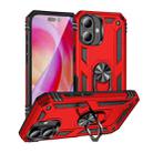 For iPhone 16 Plus Shockproof TPU Hybrid PC Phone Case with Holder(Red) - 1