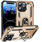 For iPhone 16 Pro Max Shockproof TPU Hybrid PC Phone Case with Holder(Gold) - 1